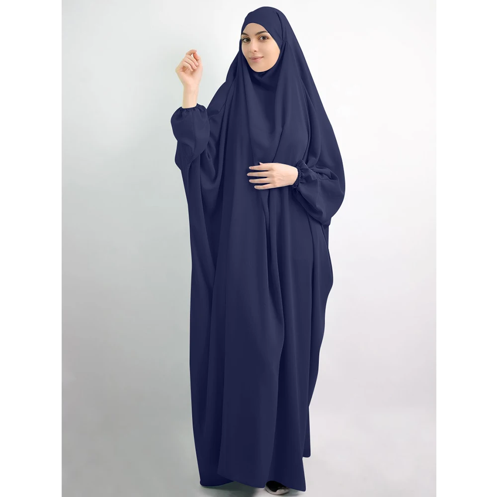 Abaya Long Khimar Full Cover Dress Eid Muslim Women Hijab Dress Prayer Garment Jilbab Ramadan Gown Abayas Islamic Clothing