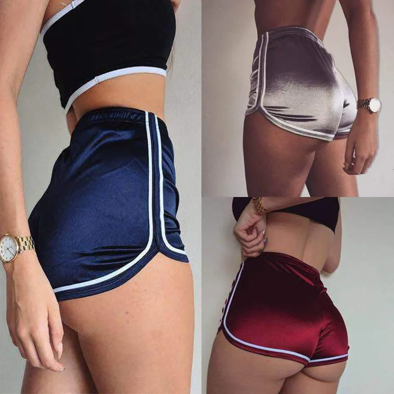B947  High Waist Pole Dance Satin Silk Shorts Girls Sexy Gym Snack Shorts Custom Spandex Women Dolphin Booty Biker Shorts