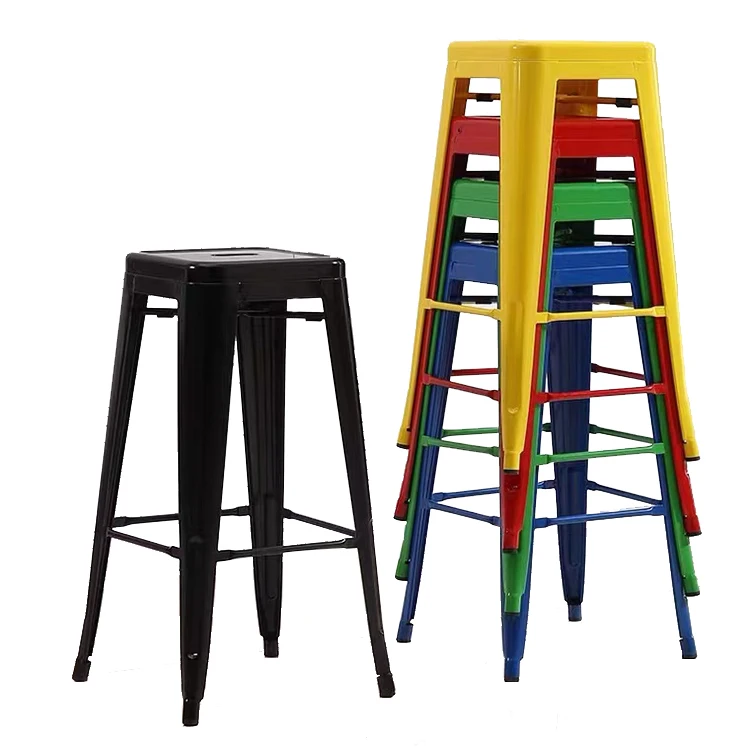 K&B wholesale high quality industrial black stackable metal bar stool chair kitchen bar stools