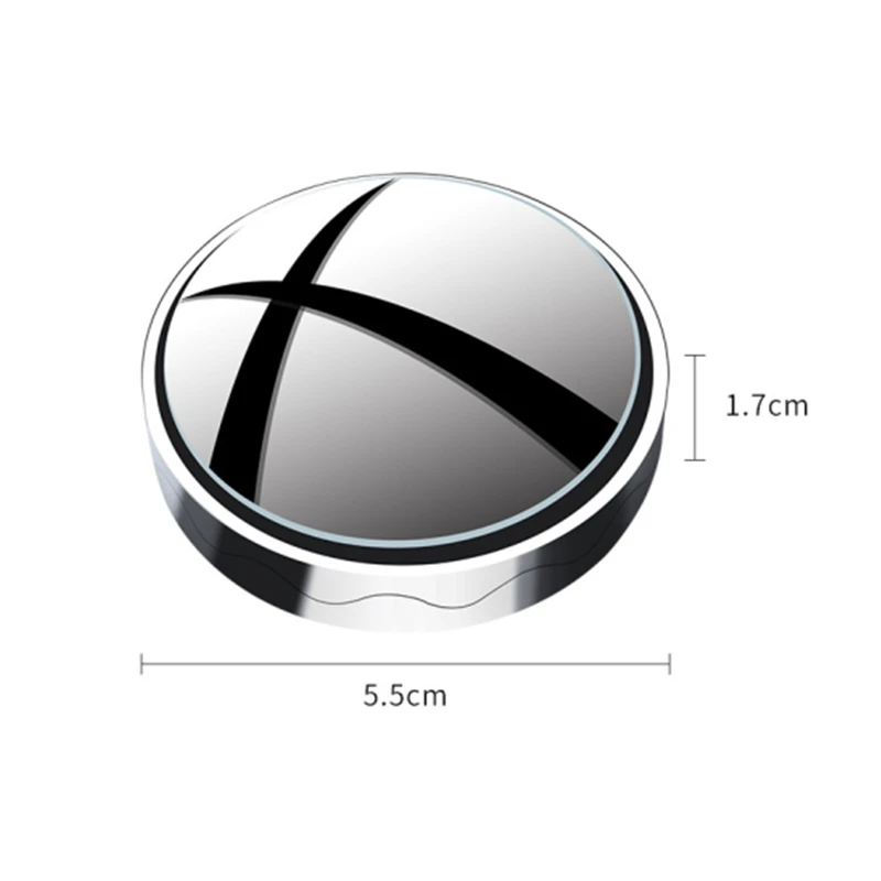 2PCS HD Car Round Frame Convex Blind Spot Mirrors Wide-angle 360 Degrees Adjustable Suction Cup Clear Rear Auxiliary Mirror