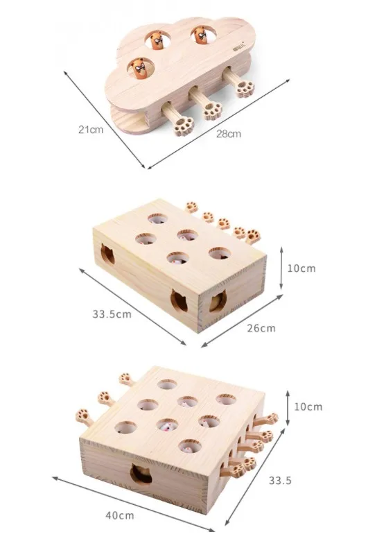 Interactive pet toy cat hitting mouse toy wooden mice hit game machine gopher traps