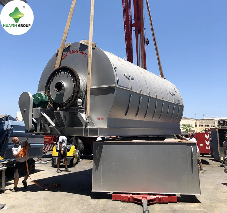 Recycling waste tire plastic to synthetic diesel fuel oil pyrolysis machine with installation
