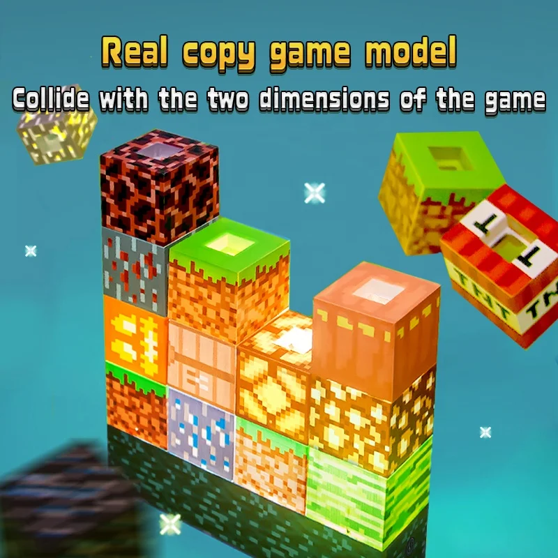 ICARER FAMILY  Square Stitching Lamp 16 Pieces Building Block Cute Night Light