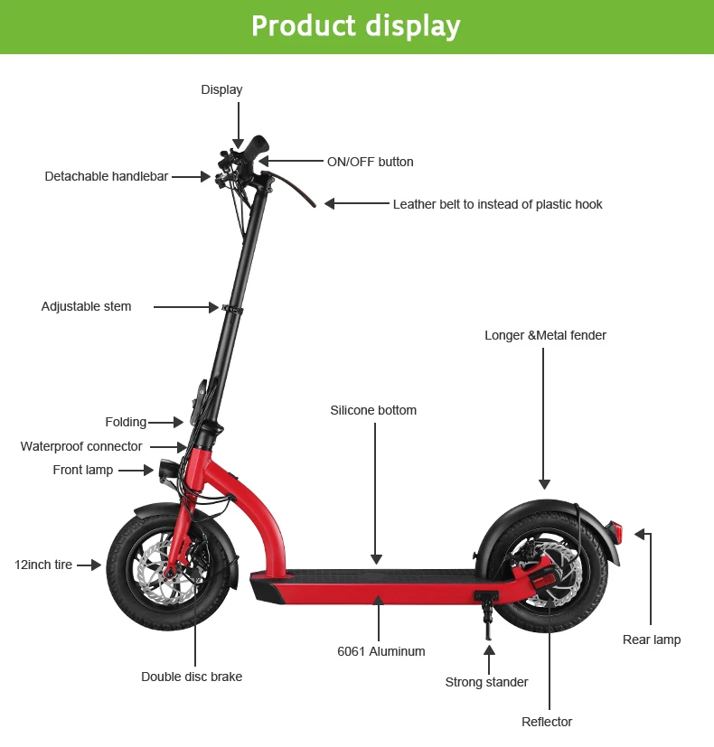 7GO H12 12 inch tyre 48V 10AH 500W 25km/h Weight 22kg Range 45km Bearing 330LBS folding elektroroller e scooter e scooter