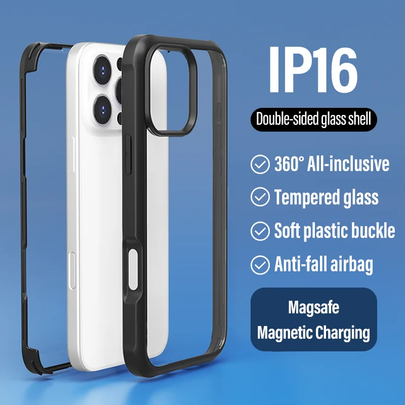 Double-Sided Glass Phone Case Luxury Glitter Bling Diving Waterproof Lovely Phone Case For iphone Xr Mini Plus Pro Max