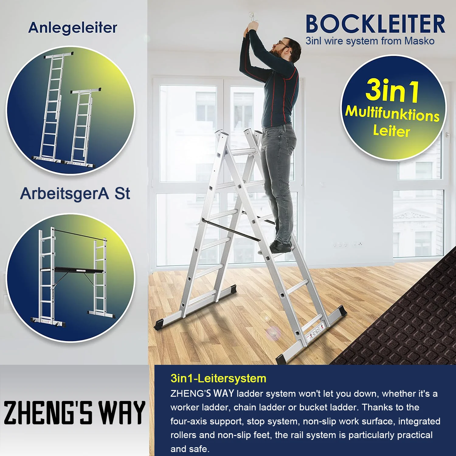 Collapsible Scaffolding Aluminium Ladder Beam Strong Safety Detachable 2x6 Steps Ladder & Scaffolding Parts