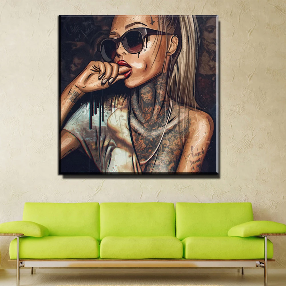 New Graffiti Street  Modern African Women Portrait wall art paintings pictures abstract