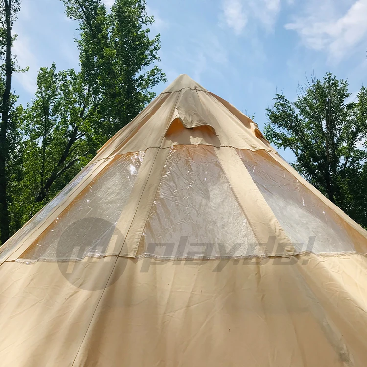 Uniatrengh Big outdoor camping canvas luxury deluxe glamping 3m 4m 5m 6m 7m bell tent with skylight