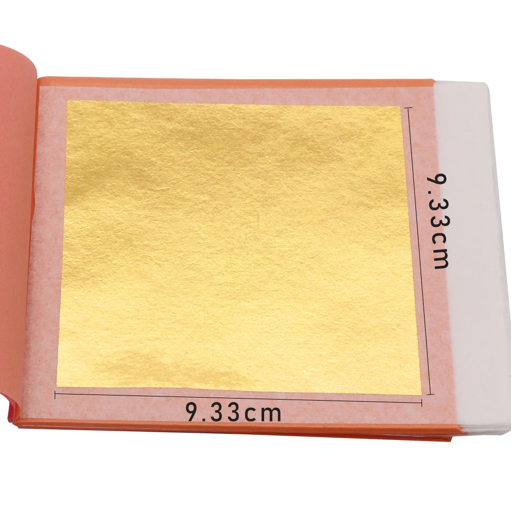 9.33*9.33 cm 25 Sheets/Transfer Pack High Quality gold leaf foil 24 k Edible gold flakes for cosmetics skin care real gold leaf