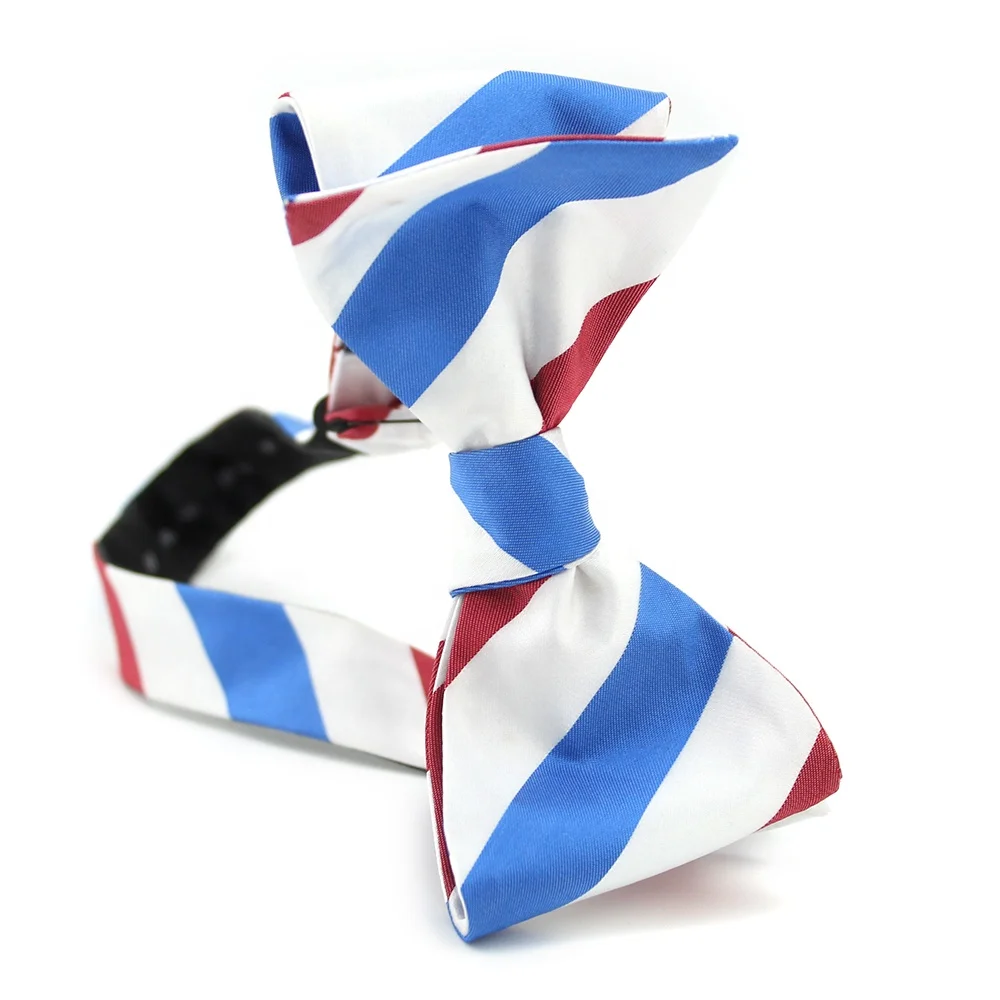 Self Tie Bow Ties For Men Preppy Look Butterfly Wholesale Blue Red College Stripe Polyester Detachable Bow Ties Manufacturers