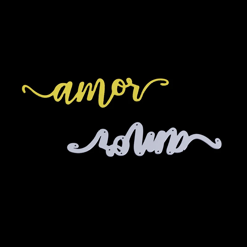 AAGU 2022 New Metal Cutting Cutter Spanish Word Letter Scrapbooking Craft Dies Die Cutting Machine Folk Craft Love Scrap Die