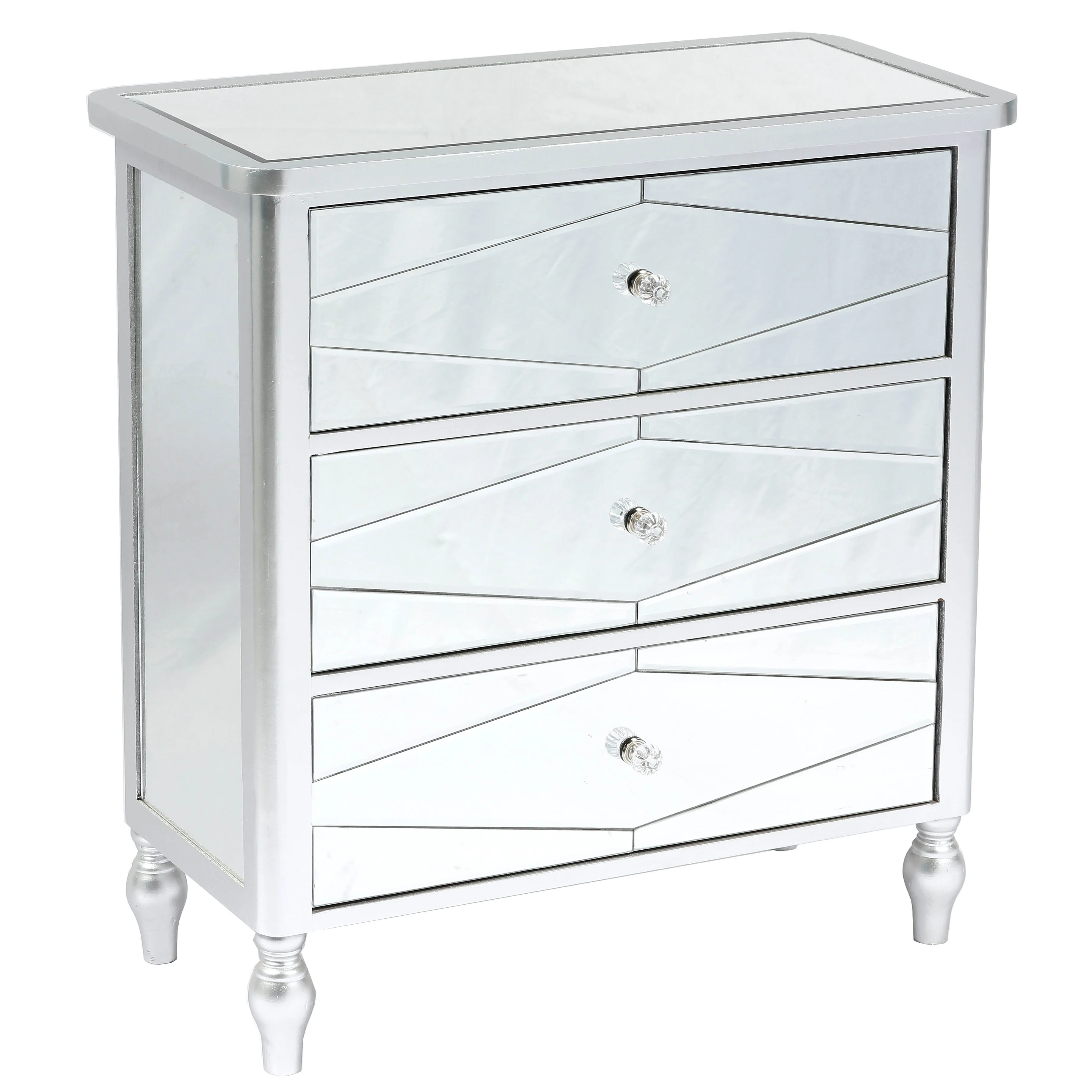 
 Современный зеркальный/серебристый стол с 3 выдвижными ящиками для гостиной  