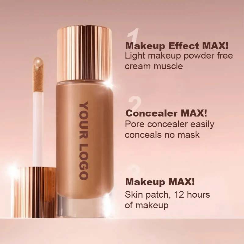 1000pcs Custom logo Matte Liquid Foundation High quality Matte Vegan Sunscreen Non-Comedogenic Coverage Full Liquid Foundation