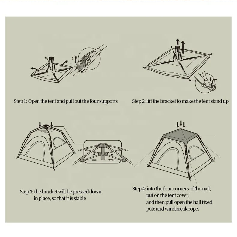 HISPEED Large Camping Automatic Tent Pop Up Portable 4 Season Outdoor Camping Tent for 2 People