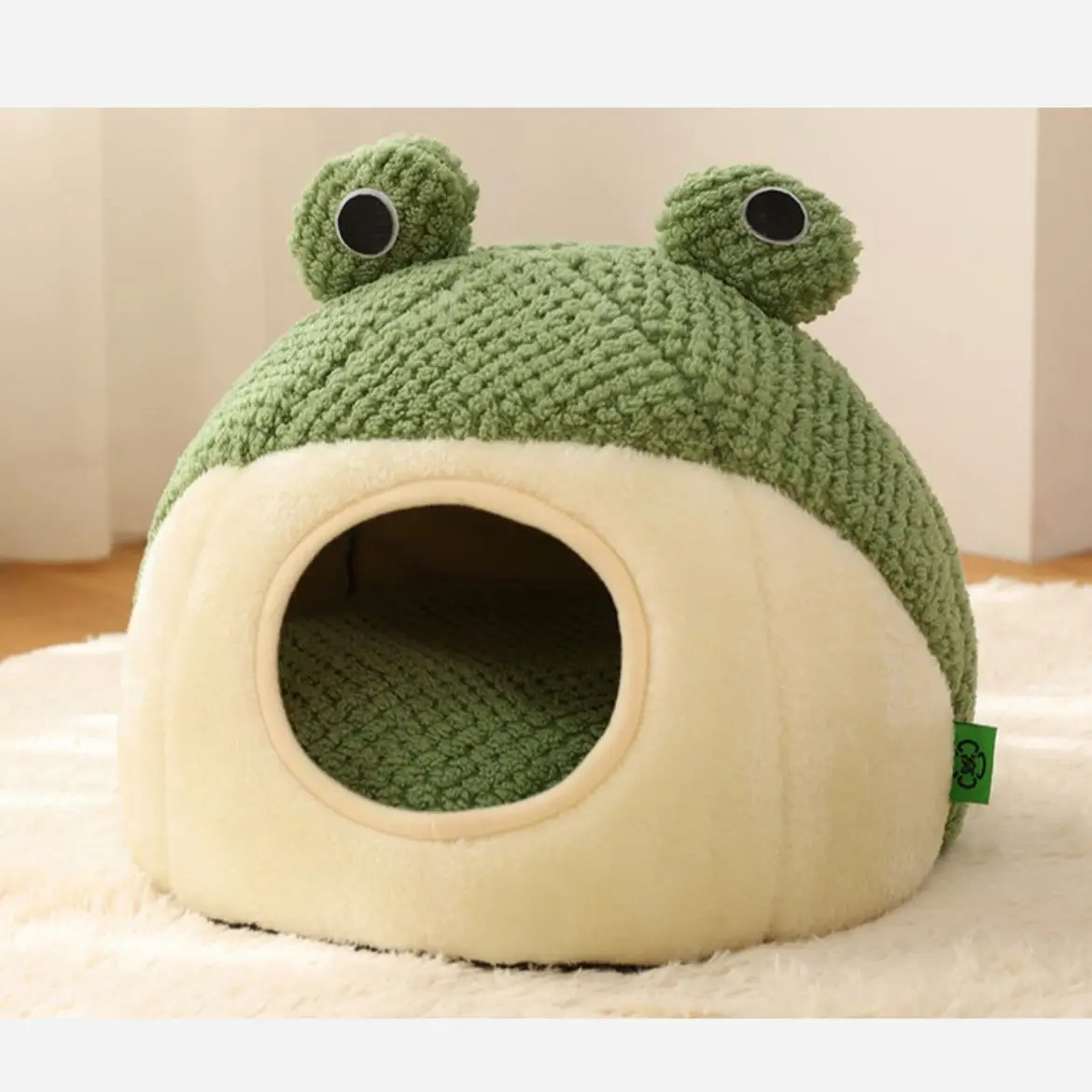 Kingtale High quality cartoon frog Comfortable and removable plush cat  Dog bed Pet Bed