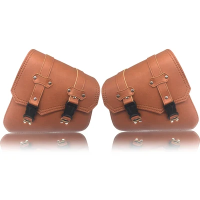 For Honda Suzuki Harley Sportster XL 883 XL1200 Black PU Leather Saddle Bag for motocross