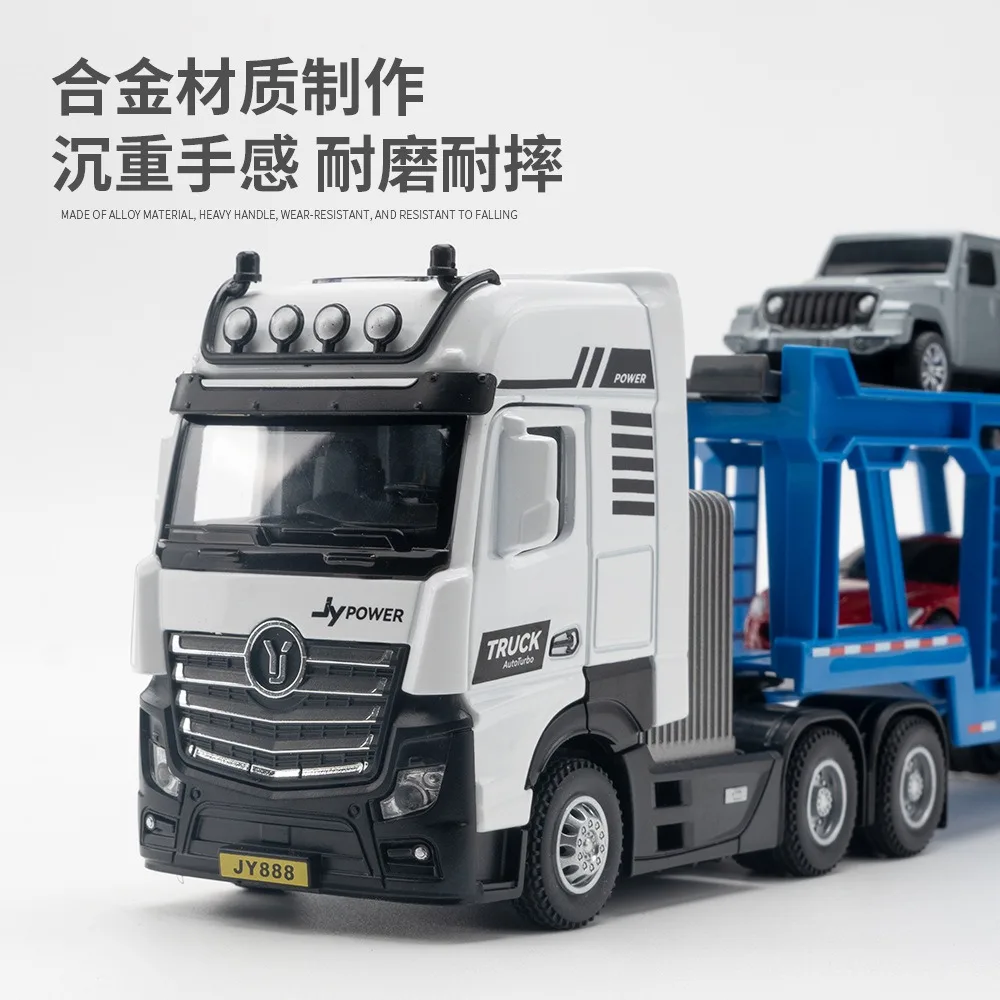 Die Casting 1:50 Metal 6 Alloy Trailer Trailer Military Vehicle Engineering Vehicle With Excavator Kids Toy Alloy Truck Model