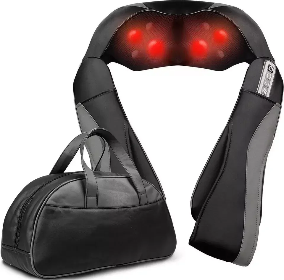 portable intelligent travel 4 6  kneading rollers balls shiatsu neck electric vibrating point therapy neck back massager
