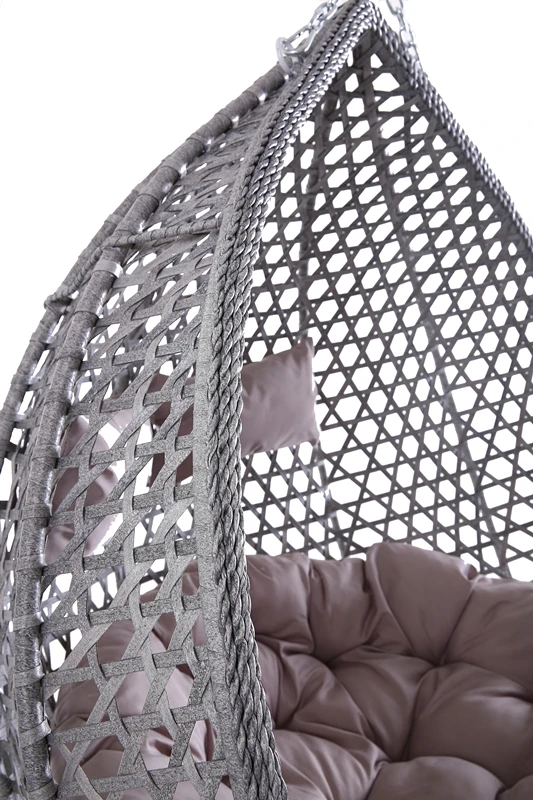 
double Hanging Rattan Swing Patio Garden Chair Weave Egg with Cushion Indoor or Outdoor 