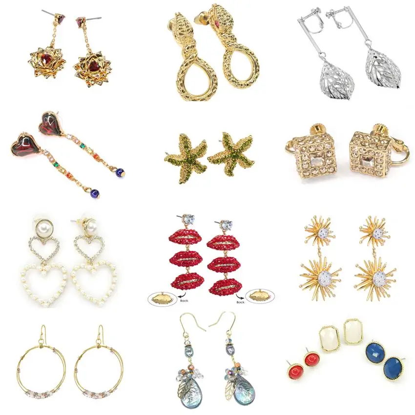 Custom stainless steel copper alloy handmade dangle earrings natural stone drop glaze dangler stud earrings