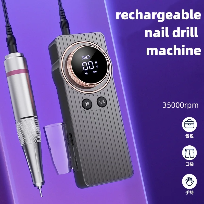 Professional 35000RPM Electric USB Nail Drill Machine Portable Rechargeable Manicure Device OEM Private Label Customization