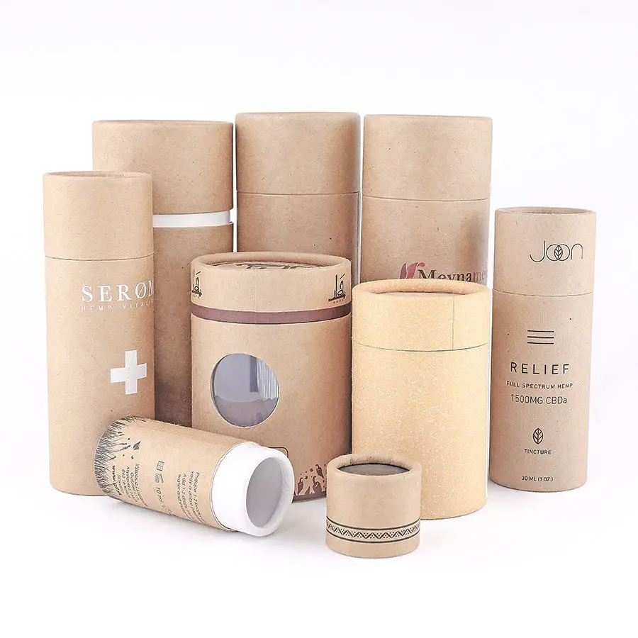 Food grade cardboard decorated recyclable round water bottle flower cylinder box