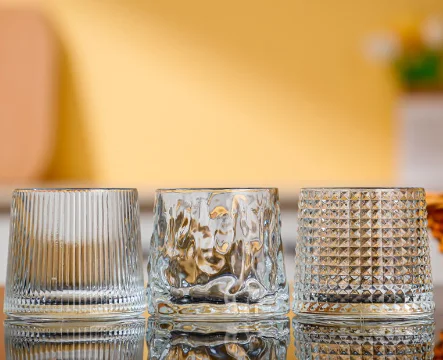 BAMBUS Custom Logo Luxury Heavy Base Whisky Glasses Clear Wine Glass Cup Whiskey Glass creative Tumbler Rotating Wine Glass