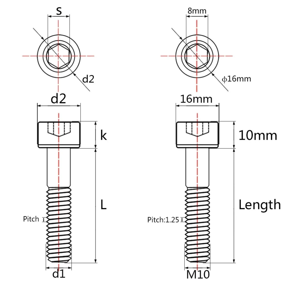 Titanium Ti Bolts M5 x 10  20 25 30 35mm Bicycle Allen Hex Socket Head Screw