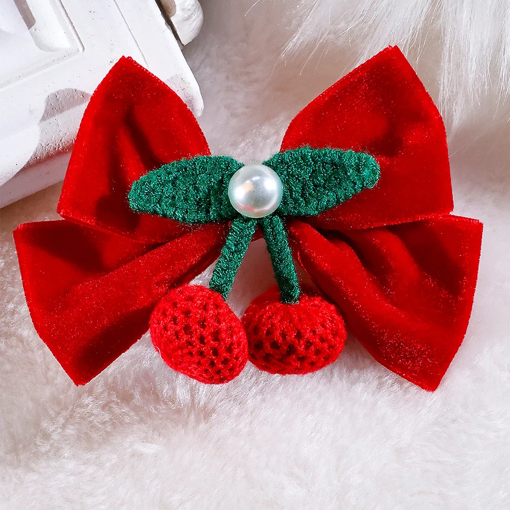 CN 2023 New Fashion Winter Velvet Hair Bow Handmade Knitted Crochet Hair Clip