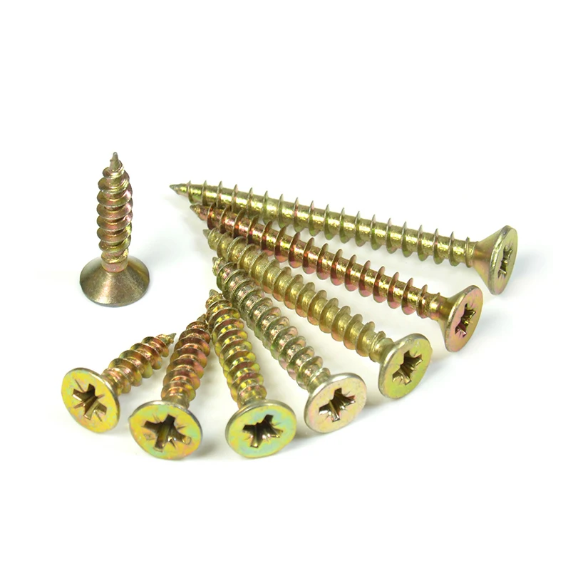 Wholesale yellow zinc plated countersunk head self tapping chipboard screw mdf screw