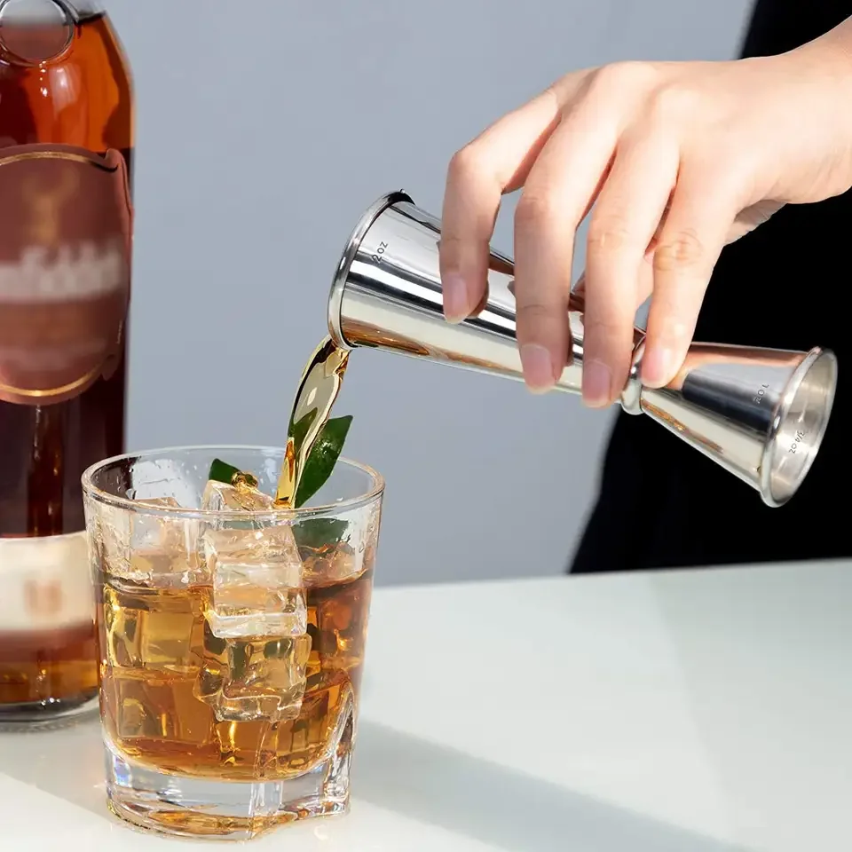 CAMOL Premium Stainless Steel Cocktail Jigger 1/2oz Double Side Cocktail Bar Measuring Mixer Jigger Bartender Tool Measuring Cup