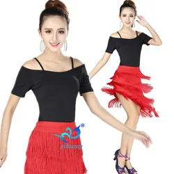 Ballroom Dance Costume Women Practice Blouses & Skirt Latin Dance Wear Performance Set Salsa Tango Cha Cha Training Suit Fringe