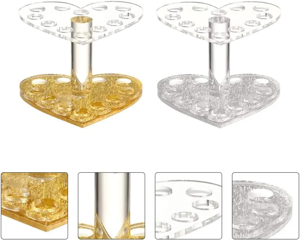 Makeup Eyebrow Pencil Manicure Brush Heart Acrylic Storage Holder 12 Holes Nail Tool Pen Holder