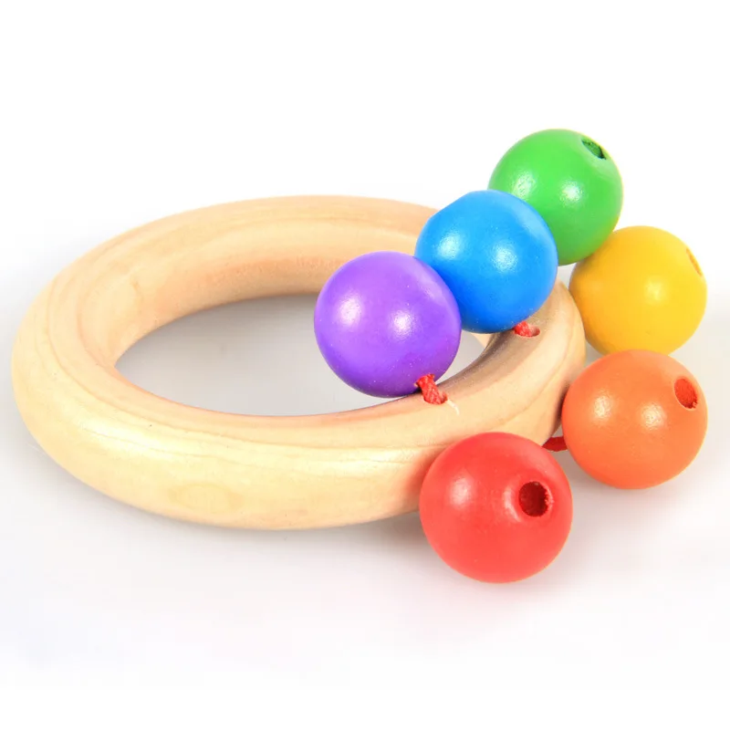 4 Styles Montessori Kid Baby Toys Bell Wood Rattle Toys Handbell Musical Educational Instrument Toddlers Rattles Handle Baby Toy