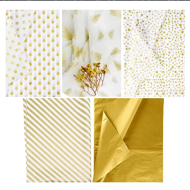 2022 Cheap Custom Printed Logo Gold Gift Cloth Packing Wrapping Tissue Paper
