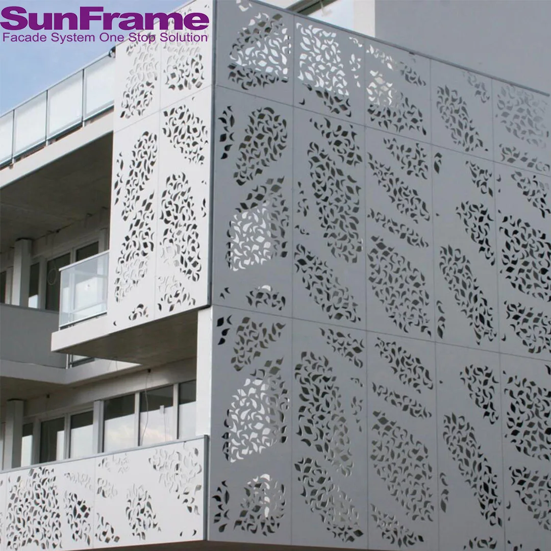 Modern Aluminum Carved Curtain Wall Panel Outdoor Decorative Facade Cladding Villas Engraved Perforated Sheet Panel Hotel