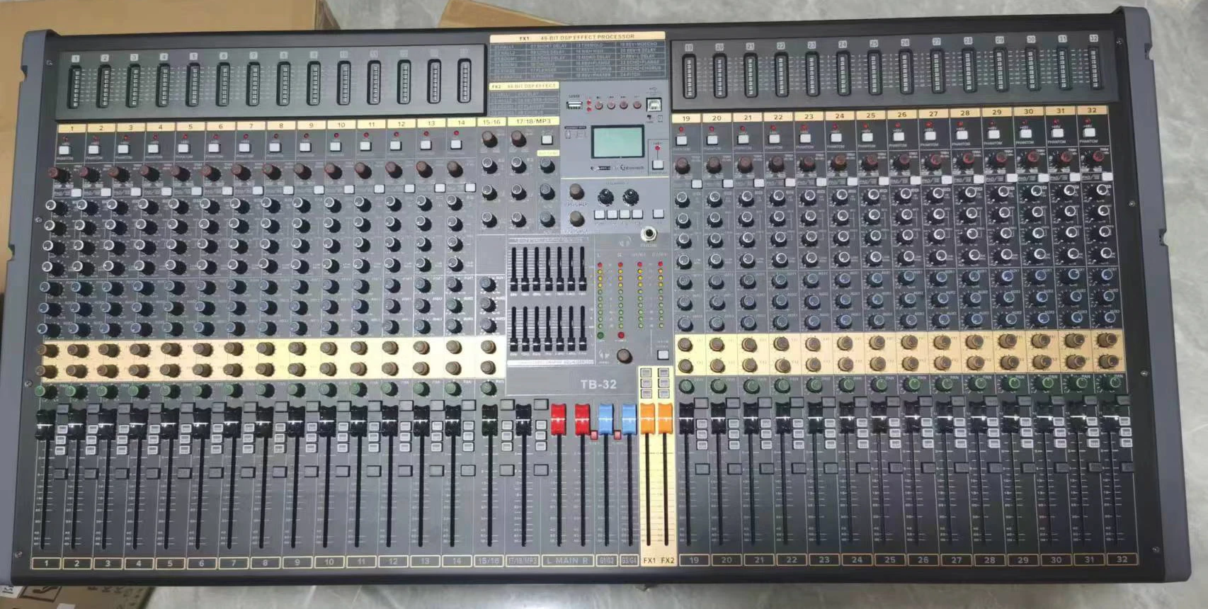 TB32 32 Channel Professional Audio Power Mixer Dual Effect Adjust Karaoke USB DJ Mixer Controller Equipment