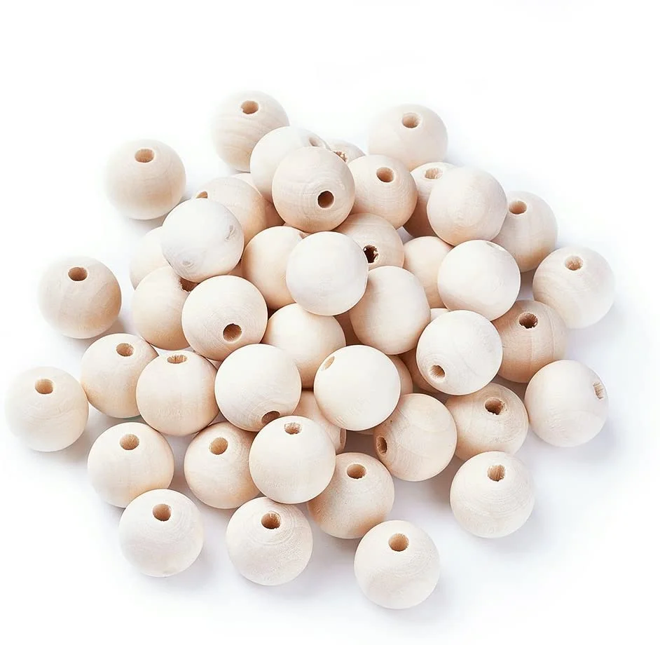 TaiLai Natural  Unfinished Wooden Decorative Wood Beads  Necklace Loose Spacer for Crafts Wooden Beads Tassel