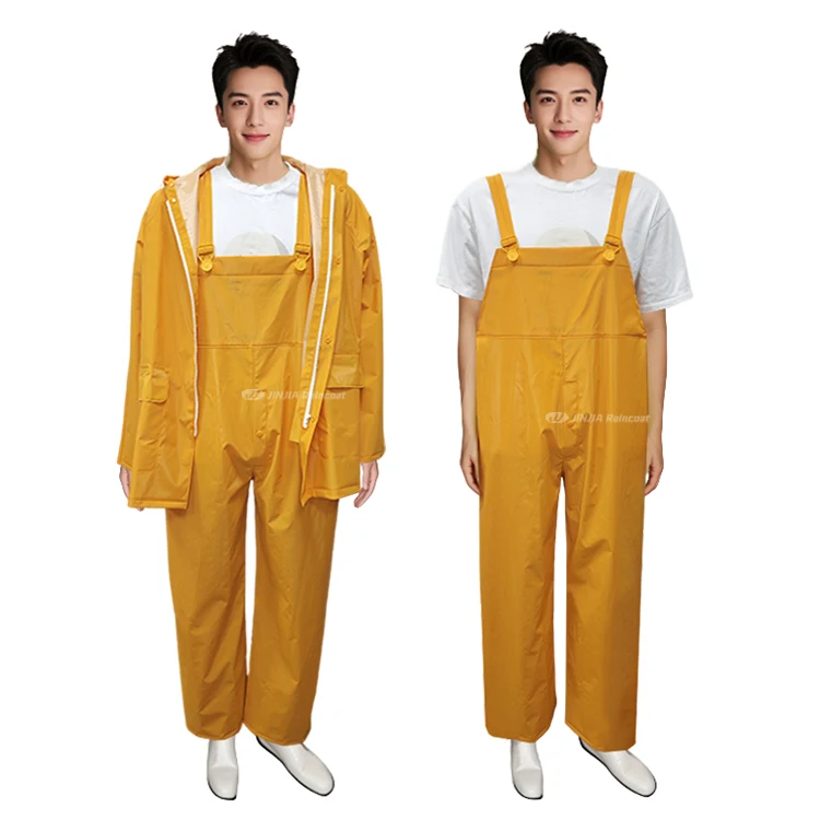 High Quality Heavy Duty 2 3 Piece Rain Coat Suit Gear Fishing Work Waterproof 100% New Pvc Polyester Raincoat