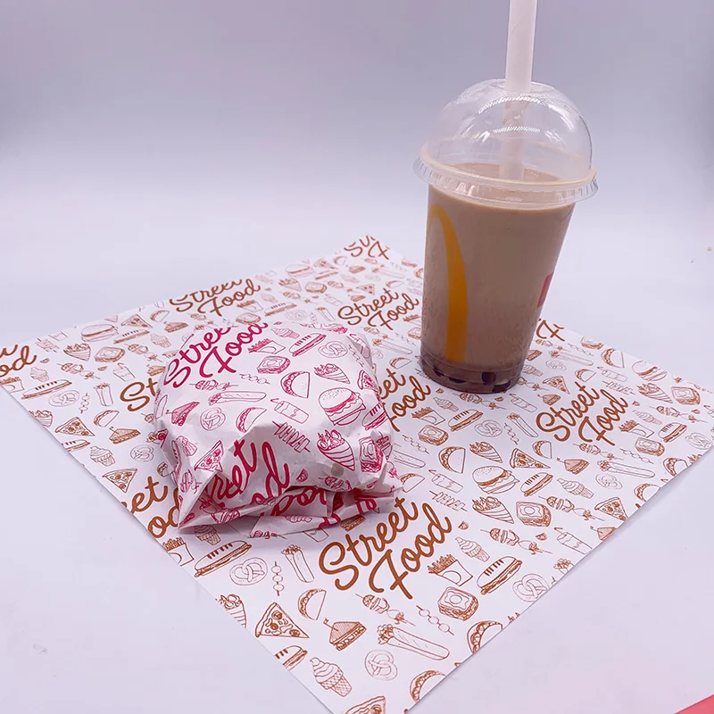 New Hot Design Custom Printing Greaseproof Oil Proof Food Wrapper Burger Wrapping Paper
