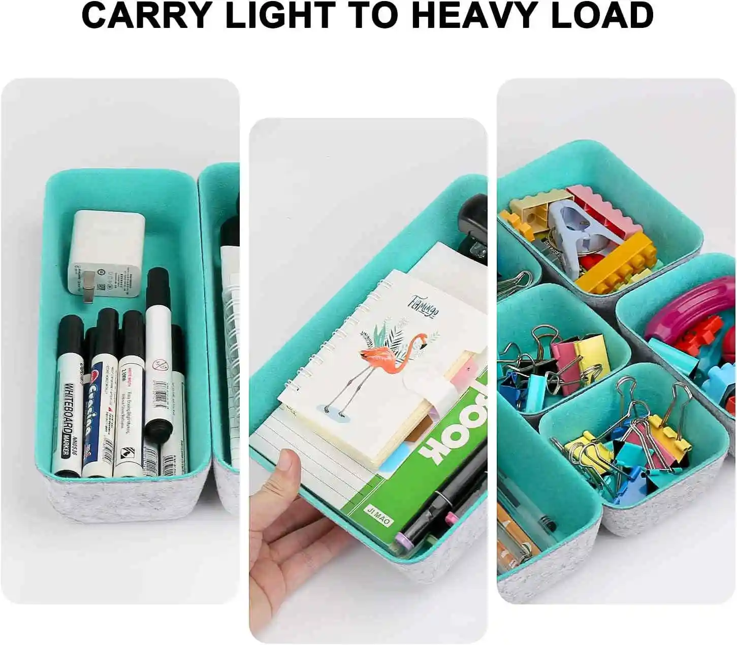 8 Pack Light weight Felt Drawer Organizer Tray desktop Office Gadgets and Jewelry organizer bins