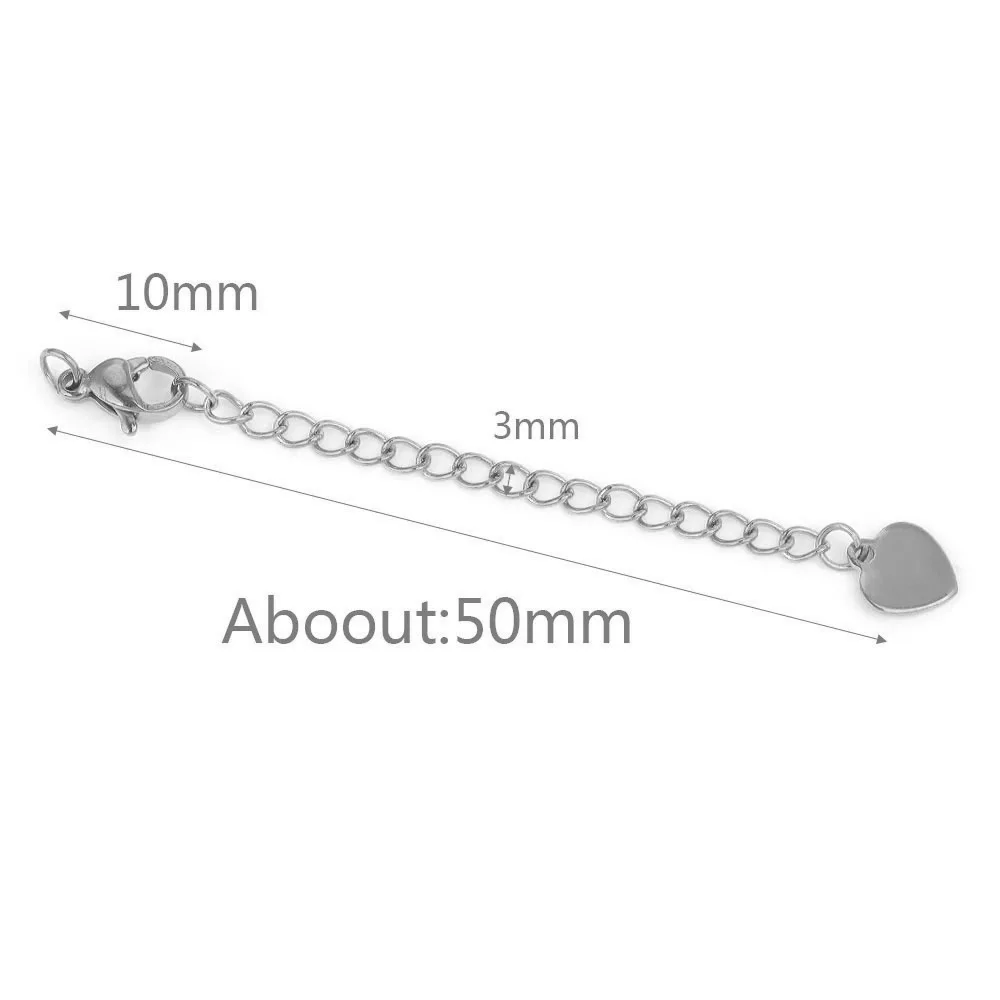 Stainless Steel Extended Extension Tail Chain Lobster Clasps Connector for Bracelet Necklace Jewelry Making DIY 13