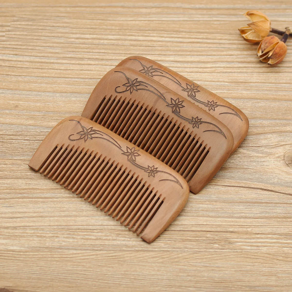 Custom Peach Wood Hair Comb Wholesale Wide Tooth Peach Wood Combs Hair Comb