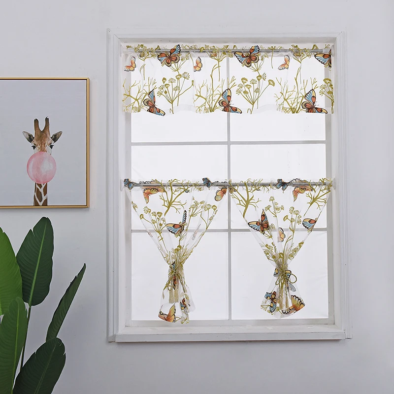 ZHONGHUA Stylish and exquisite kitchen sheer curtain luxury printed curtains