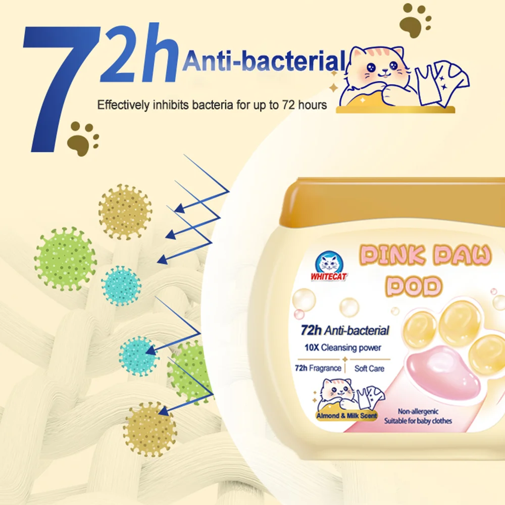 Almond Milk Scents Liquid Washing Eco Clean Laundry Detergent Capsules Pods Baby Cleaning Detergent Natural