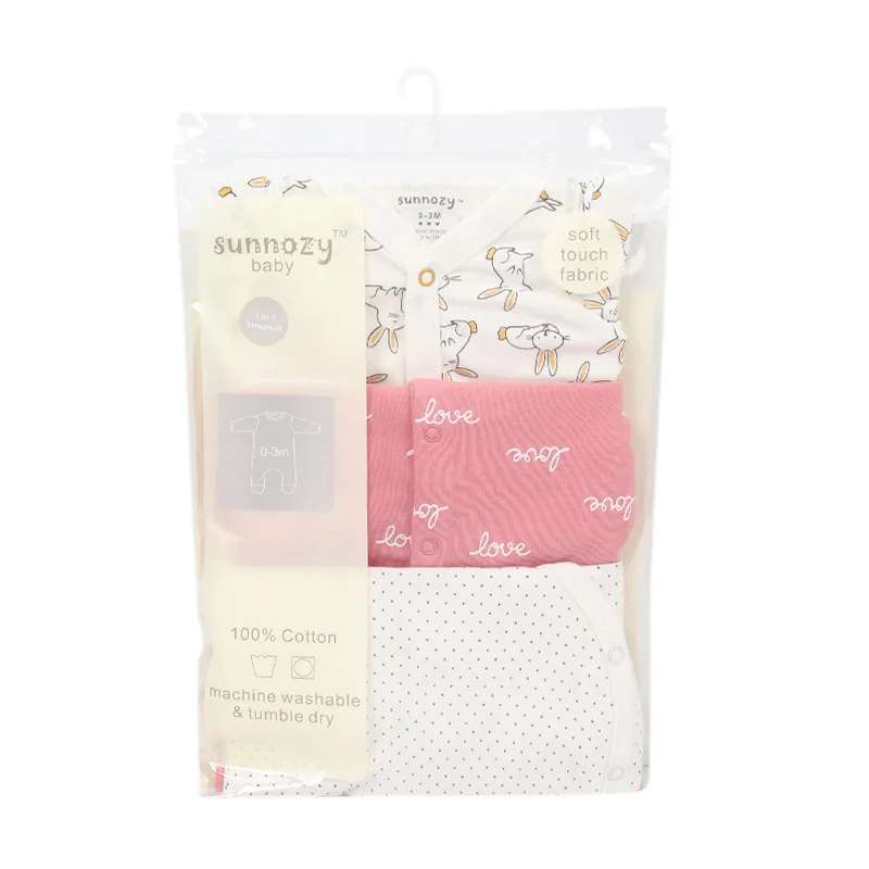 sunnozy  Wholesale infant and toddler cotton soft long sleeve Jumpsuit printing knitted 3 pcs set baby  Outfits Clothes