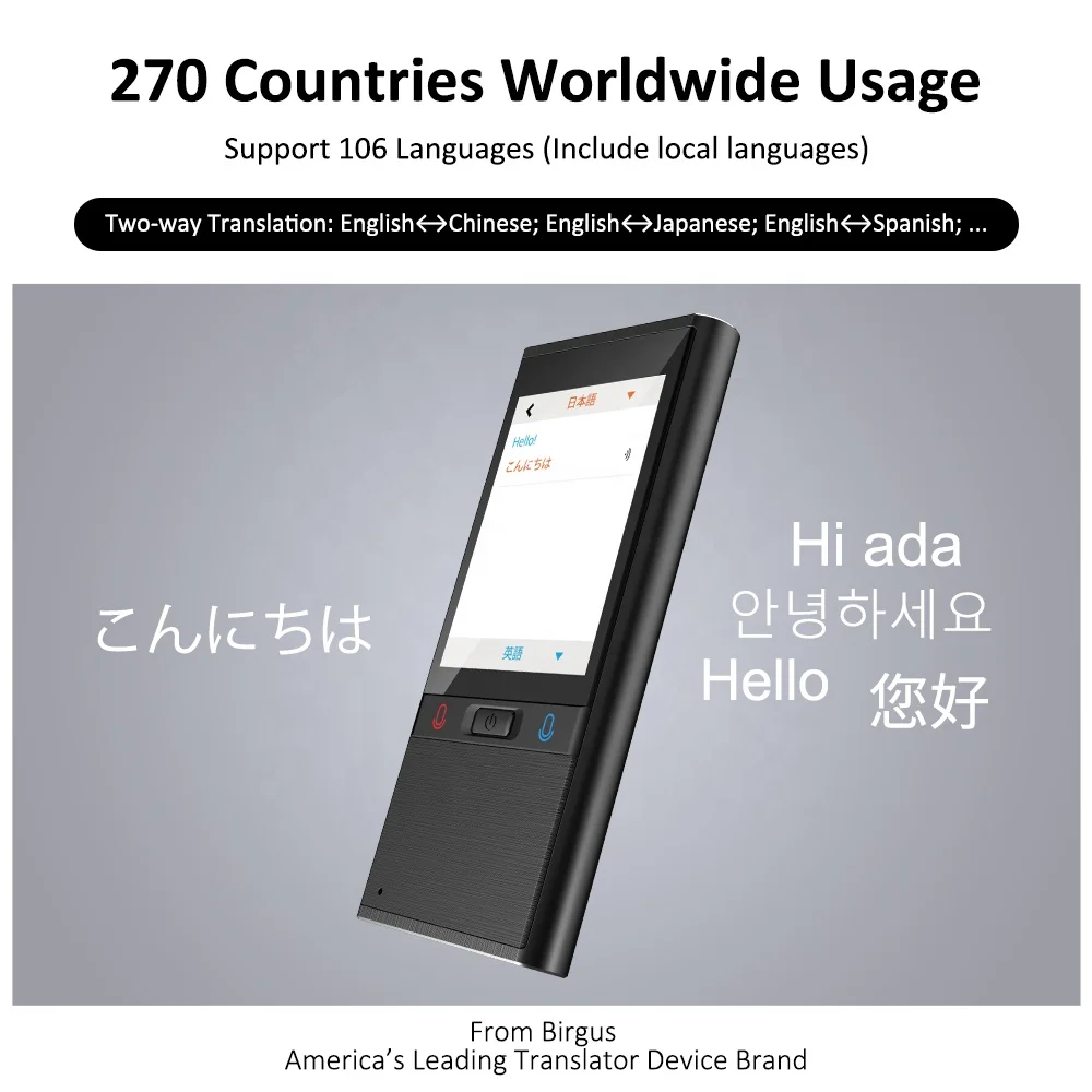 Business Travel Guiding Translation Voice Machine Vormor T9 106 Language Translation Kit 2100mAh 2.8inch AI Voice Translator