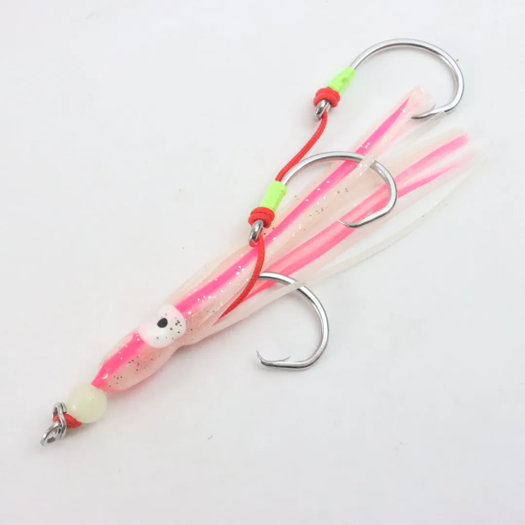 In stock Stainless steel fishhook Jigging Octo Hooks  Assist Hooks Fishing Slow Lure Jig Glow Squid Assist Hook Making