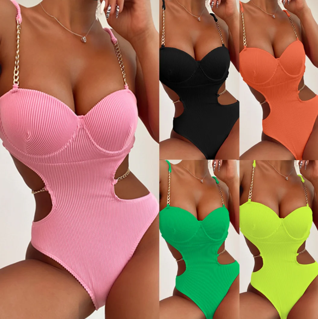 sexy colorful one piece hollow out swimsuit summer beach swimwear for women