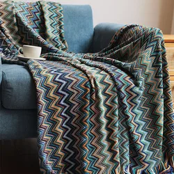 hot-sale modern style knit soft acrylic throw woven bohemia fleece picnic throw blanket knitted